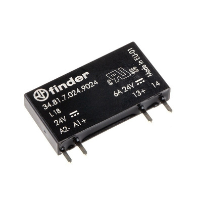 Finder 6 A SPNO Solid State Relay, DC, PCB Mount, 24 V dc Maximum Load