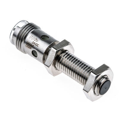 Omron E2A-S Series Inductive Barrel-Style Proximity Sensor, M8 x 1, 2 mm Detection, PNP Output, 12 → 24 V dc,