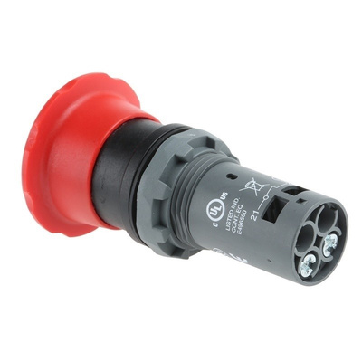 ABB Panel Mount Emergency Button - Twist to Reset, 22.5mm Cutout Diameter, NC, Mushroom Head