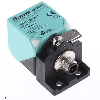 Pepperl + Fuchs Inductive Block-Style Proximity Sensor, 40 mm Detection, PNP Output, 10 → 30 V dc, IP69K