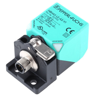 Pepperl + Fuchs Inductive Block-Style Proximity Sensor, 40 mm Detection, PNP Output, 10 → 30 V dc, IP69K