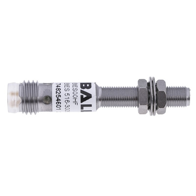 BALLUFF Inductive Barrel-Style Proximity Sensor, M5 x 0.5, 1.5 mm Detection, PNP Output, 10 → 30 V dc, IP67