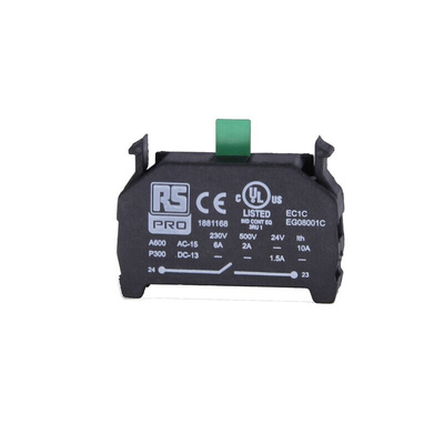 RS PRO Contact Block for Use with RS PRO Modular Plastic Push Button Series, 230V, 1NO