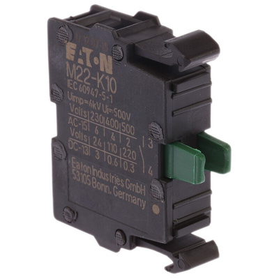 Eaton M22 Series Contact Block for Use with N(S)1(-4) Series, NZM1(-4) Series, PN1(-4) Series, 500V, 1 NO