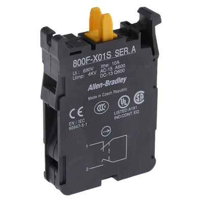 Allen Bradley 800F Series Contact Block, 690V, 1NC