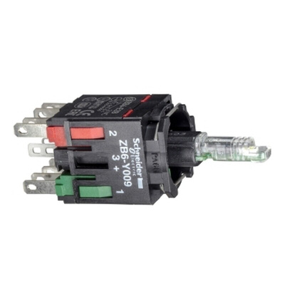 Schneider Electric Harmony XB6 Series Contact & Light Block, 12 → 24V, Green Light, 1NO