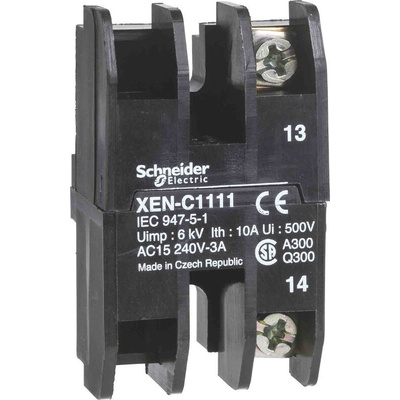 Schneider Electric XEN Series Contact Block, 240V, 1 NC + 1 NO