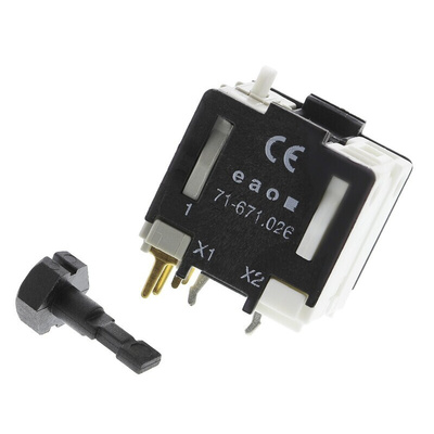 EAO 71 Series Contact Block for Use with Push Button Switch, 250V ac, 1NO + 1NC