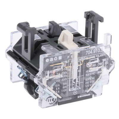 EAO 704 Series Contact Block for Use with 04 Series, 500V ac, 1NO + 1NC