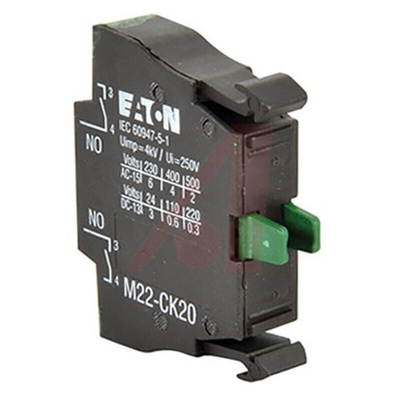 Eaton RMQ Titan M22 Series Contact Block for Use with NZM1, 220 V dc, 240V ac, 2NO