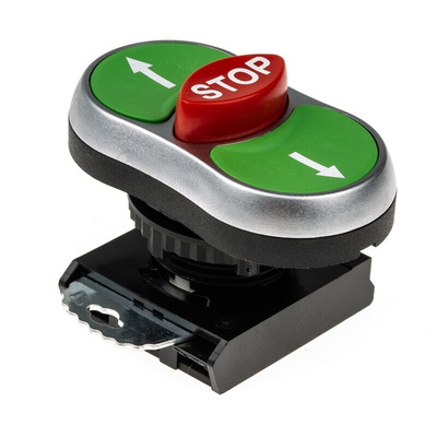 BACO Green/Red/Green Spring Return Push Button Head, 22mm Cutout, IP66