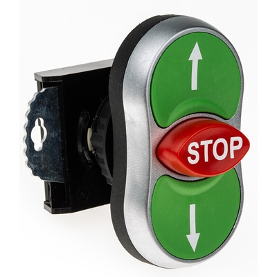 BACO Green/Red/Green Spring Return Push Button Head, 22mm Cutout, IP66