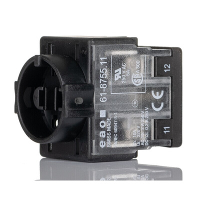 EAO 61 Series Contact Block for Use with Series 61 Switches, 250V ac/dc, 1CO