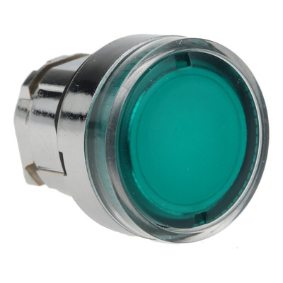 Schneider Electric Harmony XB4 Series Green Illuminated Spring Return Push Button Head, 22mm Cutout, IP66, IP67, IP69K