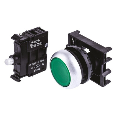 Eaton RMQ Titan M22 Series Green Illuminated Momentary Push Button Head, 22mm Cutout, IP69K