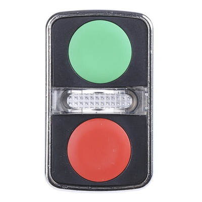Schneider Electric Harmony XB4 Series Green, Red Illuminated Spring Return Push Button Head, 22mm Cutout, IP66, IP67,