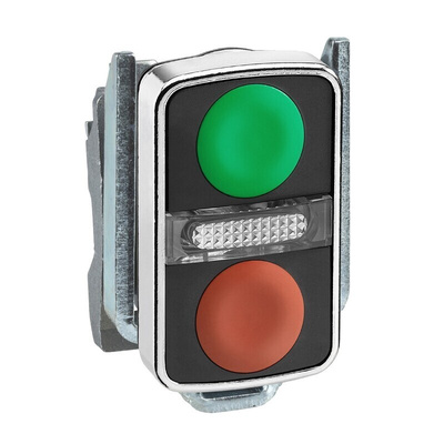 Schneider Electric Harmony XB4 Series Green, Red Illuminated Spring Return Push Button Head, 22mm Cutout, IP66, IP67,