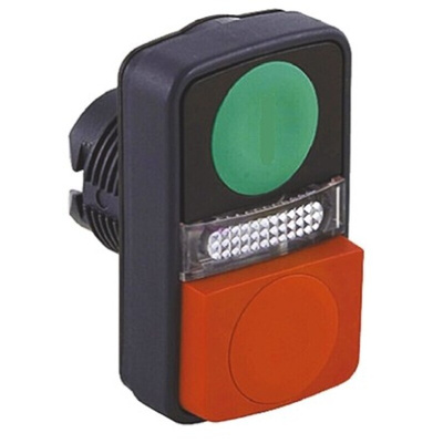 Schneider Electric Harmony XB5 Series Green, Red Spring Return Push Button Head, 22mm Cutout, IP67, IP69K