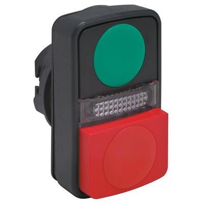 Schneider Electric Harmony XB5 Series Green, Red Momentary Push Button Head, 22mm Cutout, IP66, IP69K