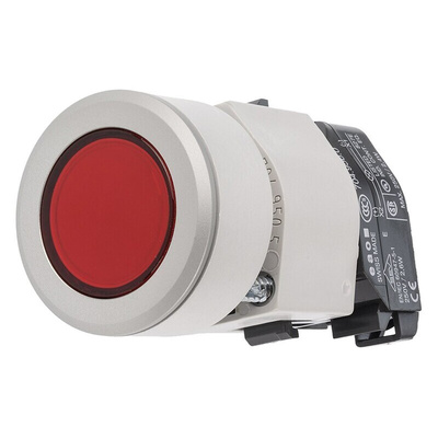 EAO 704 Series Red Illuminated Momentary Push Button Head, 30.5mm Cutout, IP65