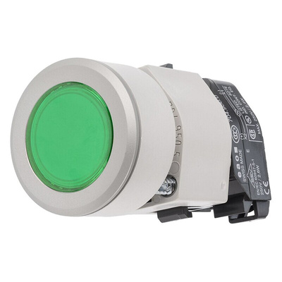 EAO 04 Series Green Illuminated Momentary Push Button Head, 30.5mm Cutout, IP65