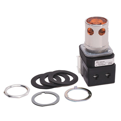 Allen Bradley 800T Series Amber Illuminated Momentary Push Button Head, 30mm Cutout, IP67, IP69K