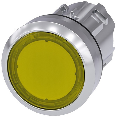 Siemens SIRIUS ACT Series Yellow Latching Push Button Head, 22mm Cutout, IP66, IP67, IP69K