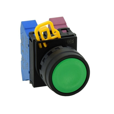 Idec YW1B Series Black Maintained Push Button Head, 22mm Cutout, IP67, IP69K