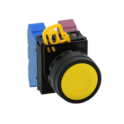 Idec YW1B Series Black Maintained Push Button Head, 22mm Cutout, IP67, IP69K