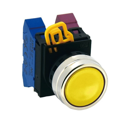 Idec YW4B Series Yellow Momentary Push Button Head, 22mm Cutout, IP65