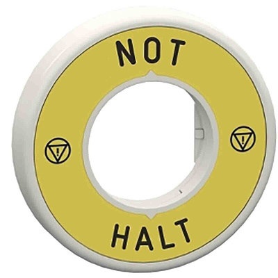 Schneider Electric Illuminated Marked Legend Ring for Use with Emergency Stop Mushroom Head Push-Button, Not - Halt