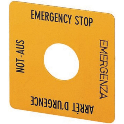 Eaton Emergency Stop Label for Use with Pushbuttons, Arrêt d'urgence - Emergency Stop - Emergenza - Not-Aus