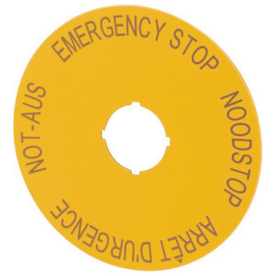 Eaton Emergency Stop Label for Use with Pushbuttons, Arrêt d'urgence - Emergency Stop - Noodstop - Not-Aus