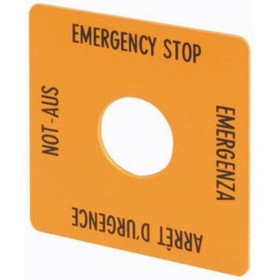 Eaton Label for Use with RMQ Titan Series, Arrêt d'urgence - Emergency Stop - Emergenza - Not-Aus
