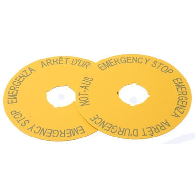 Eaton Label for Use with RMQ Titan Series, Arrêt d'urgence - Emergency Stop - Emergenza - Not-Aus