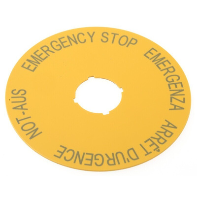 Eaton Label for Use with RMQ Titan Series, Arrêt d'urgence - Emergency Stop - Emergenza - Not-Aus