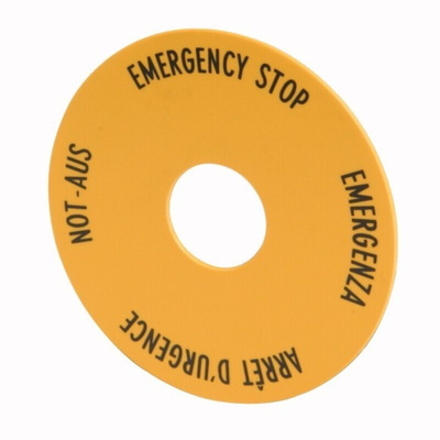 Eaton Label for Use with RMQ Titan Series, Arrêt d'urgence - Emergency Stop - Emergenza - Not-Aus