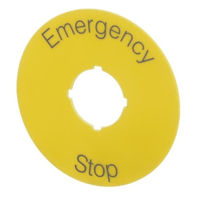 ABB Legend Plate for Use with 70 mm Emergency Stop, Emergency Stop, Stop