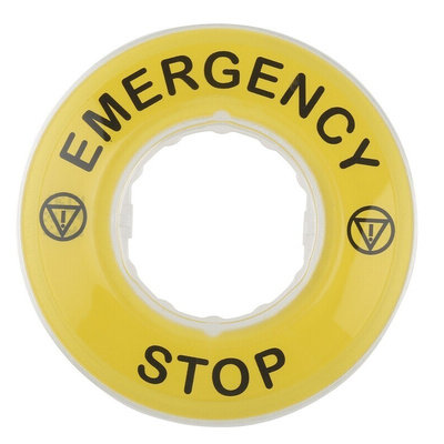 Schneider Electric 3D Marked Legend Plate for Use with Emergency Stop Mushroom Head Push Button, Emergency Stop