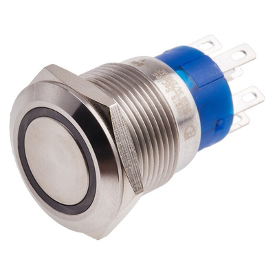 RS PRO Illuminated Push Button Switch, Momentary, Panel Mount, 19.2mm Cutout, DPDT, Yellow LED, 250V ac, IP67