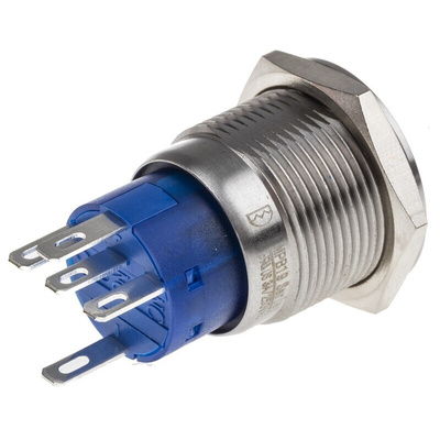 RS PRO Illuminated Push Button Switch, Latching, Panel Mount, 19mm Cutout, SPDT, Red LED, 250V ac, IP67