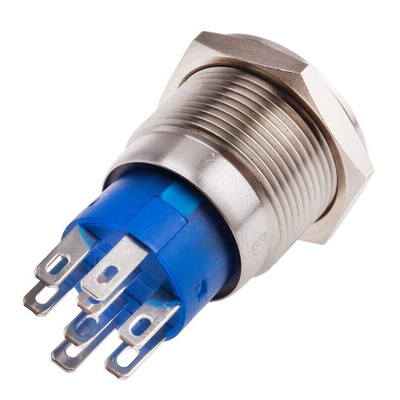 RS PRO Illuminated Push Button Switch, Latching, Panel Mount, 19.2mm Cutout, DPDT, Red LED, 250V ac, IP67