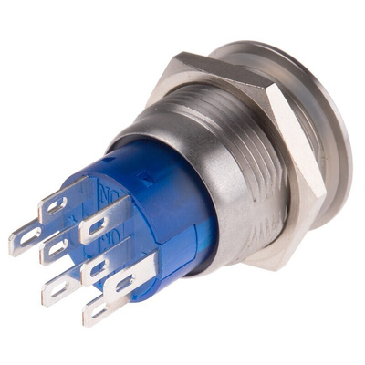 RS PRO Illuminated Push Button Switch, Momentary, Panel Mount, 19mm Cutout, DPDT, Red LED, 250V ac, IP67