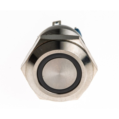 RS PRO Illuminated Push Button Switch, Momentary, Panel Mount, 12mm Cutout, SPST, Blue LED, 12V ac/dc, IP65, IP67