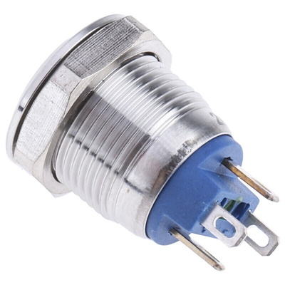RS PRO Illuminated Push Button Switch, Momentary, Panel Mount, 12mm Cutout, SPST, Green LED, 24V ac/dc, IP65, IP67