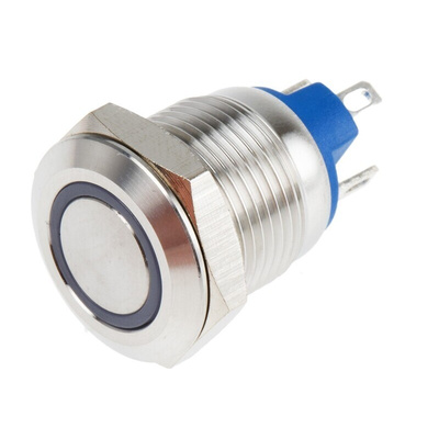 RS PRO Illuminated Push Button Switch, Momentary, Panel Mount, 12mm Cutout, SPST, White LED, 12V ac/dc, IP65, IP67