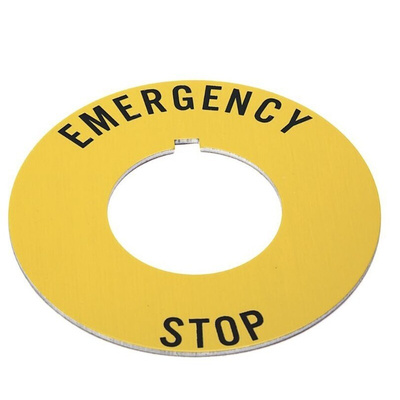 Allen Bradley Legend Plate for Use with 30 mm Push Button, Emergency Stop