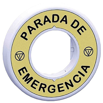 Schneider Electric Illuminated Marked Legend Ring for Use with Emergency Stop Mushroom Head Push-Button, Parada De