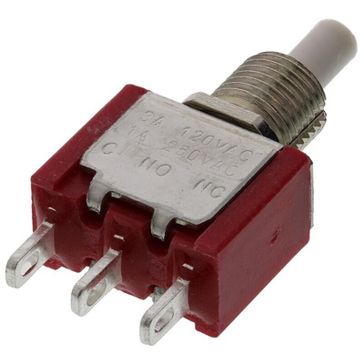 RS PRO Push Button Switch, Momentary, Panel Mount, 6.35mm Cutout, SPDT, 32/50/125V ac