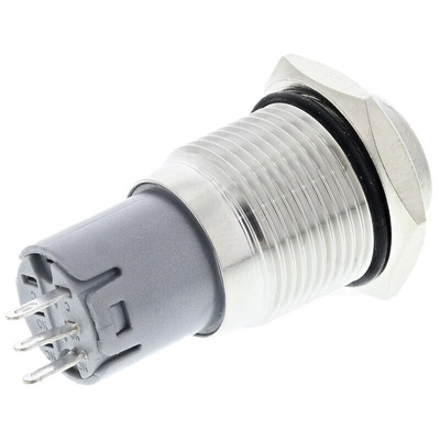 RS PRO Push Button Switch, Momentary, Panel Mount, 16mm Cutout, SPDT, 250V ac, IP65, IP67